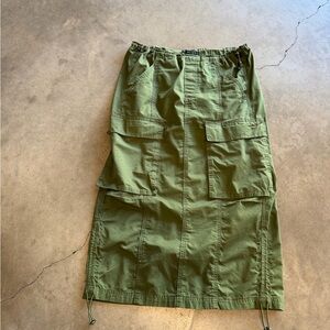Olive Cargo Utility Midi Skirt - Unbranded